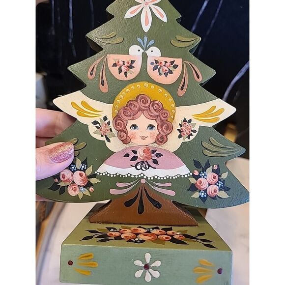 Set of 3 Christmas Holiday Angels Hand Painted Joyce Howard Primitive Style EUC - Picture 14 of 16